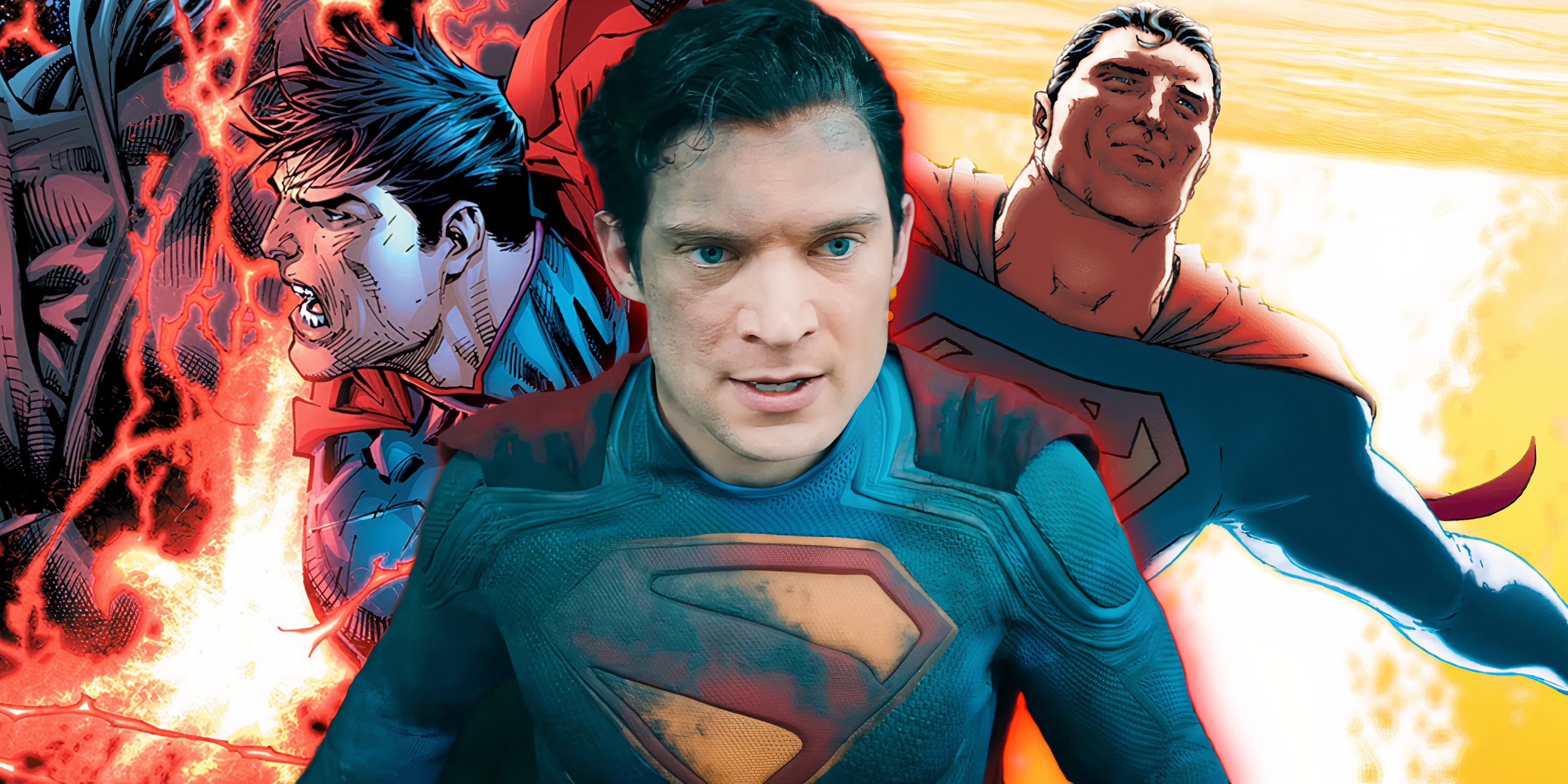 Split image of Superman Unchained, James Gunn's Superman, and All-Star Superman