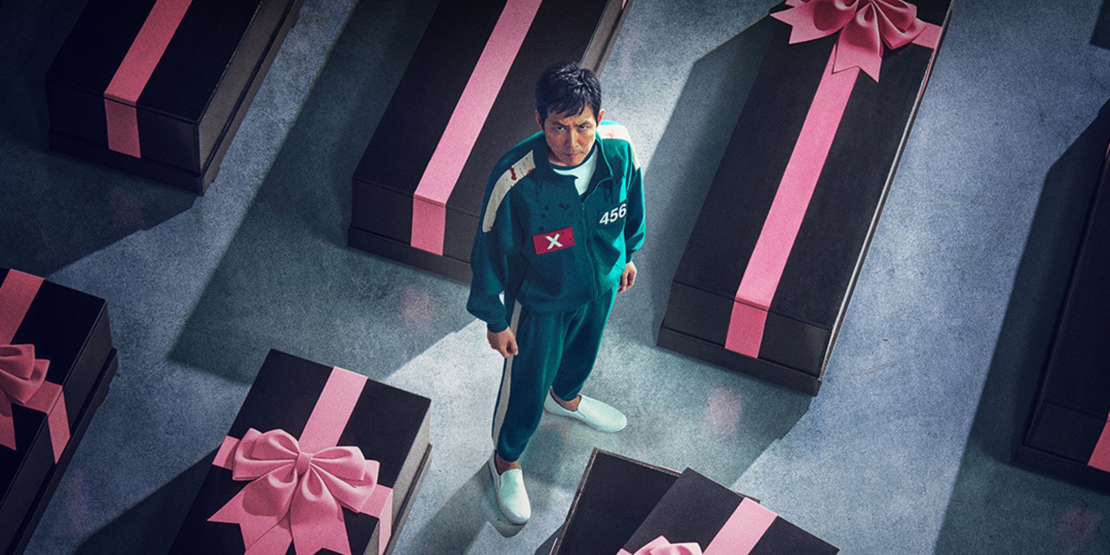 Photograph of a formal Promotion Game Squid Game Season 3, with Seong Gi-HUN GI-HUN BOOKS.