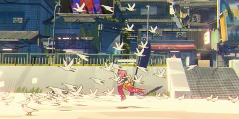 steam screenshot - player running through birds