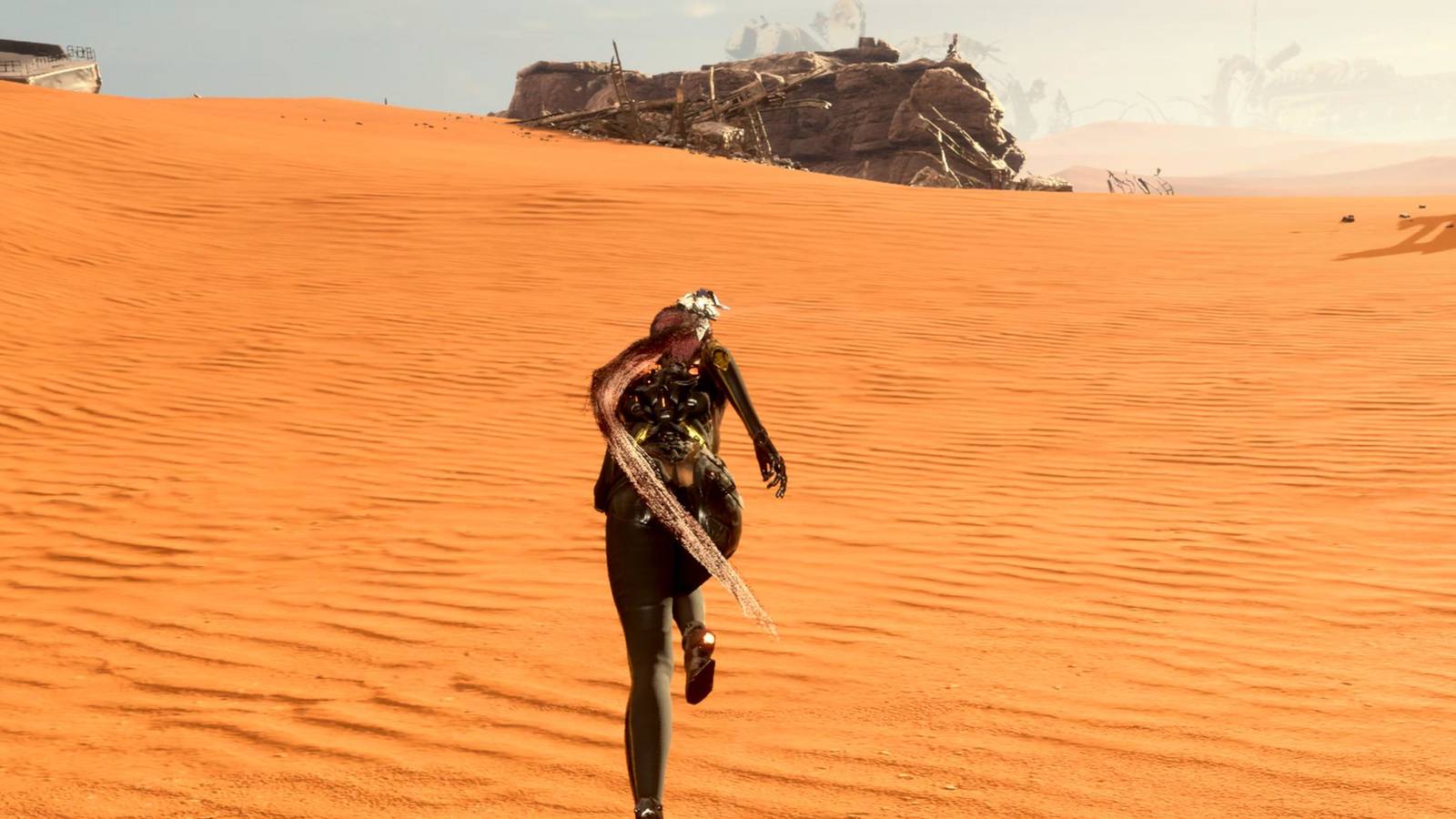 Stellar Blade EVE making her way toward the turret 