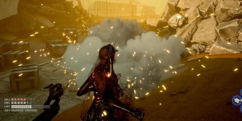 Stellar Blade - exploding crates in the Great Desert