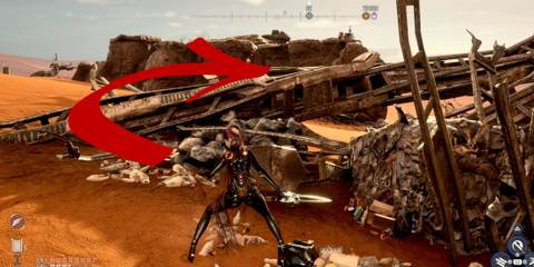 Stellar Blade hide from the turret and make a run for the cliffside 