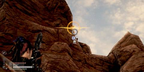 Stellar Blade shooting the turret out of its range 