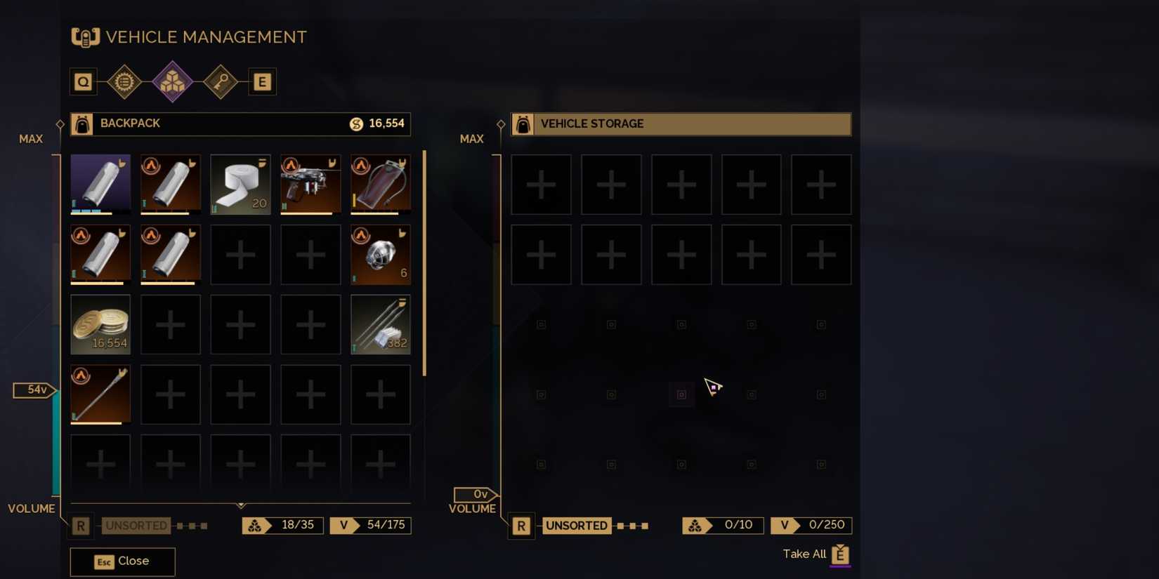 storing items on sandbike in dune awakening