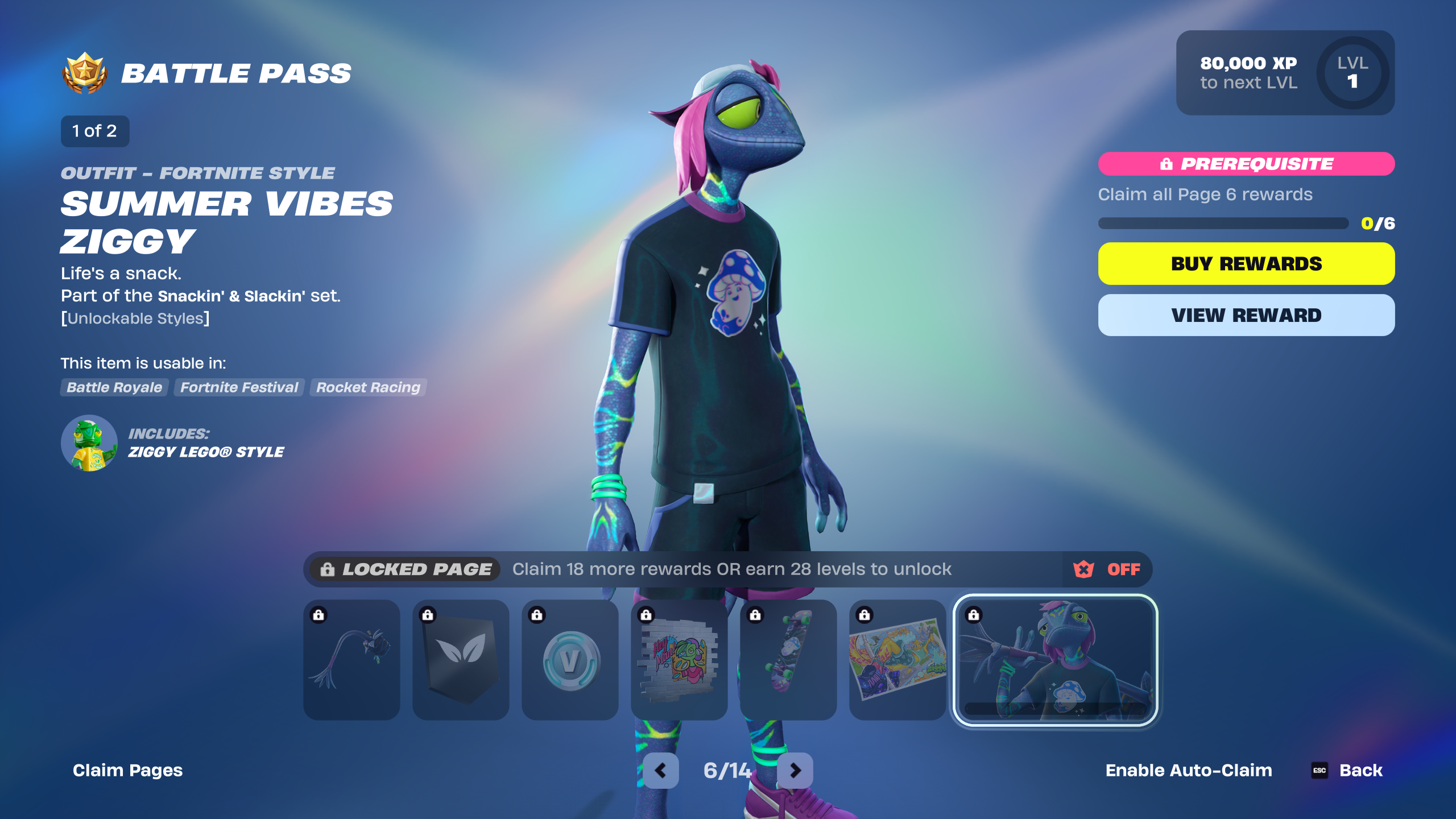 summer vibes ziggy battle pass page