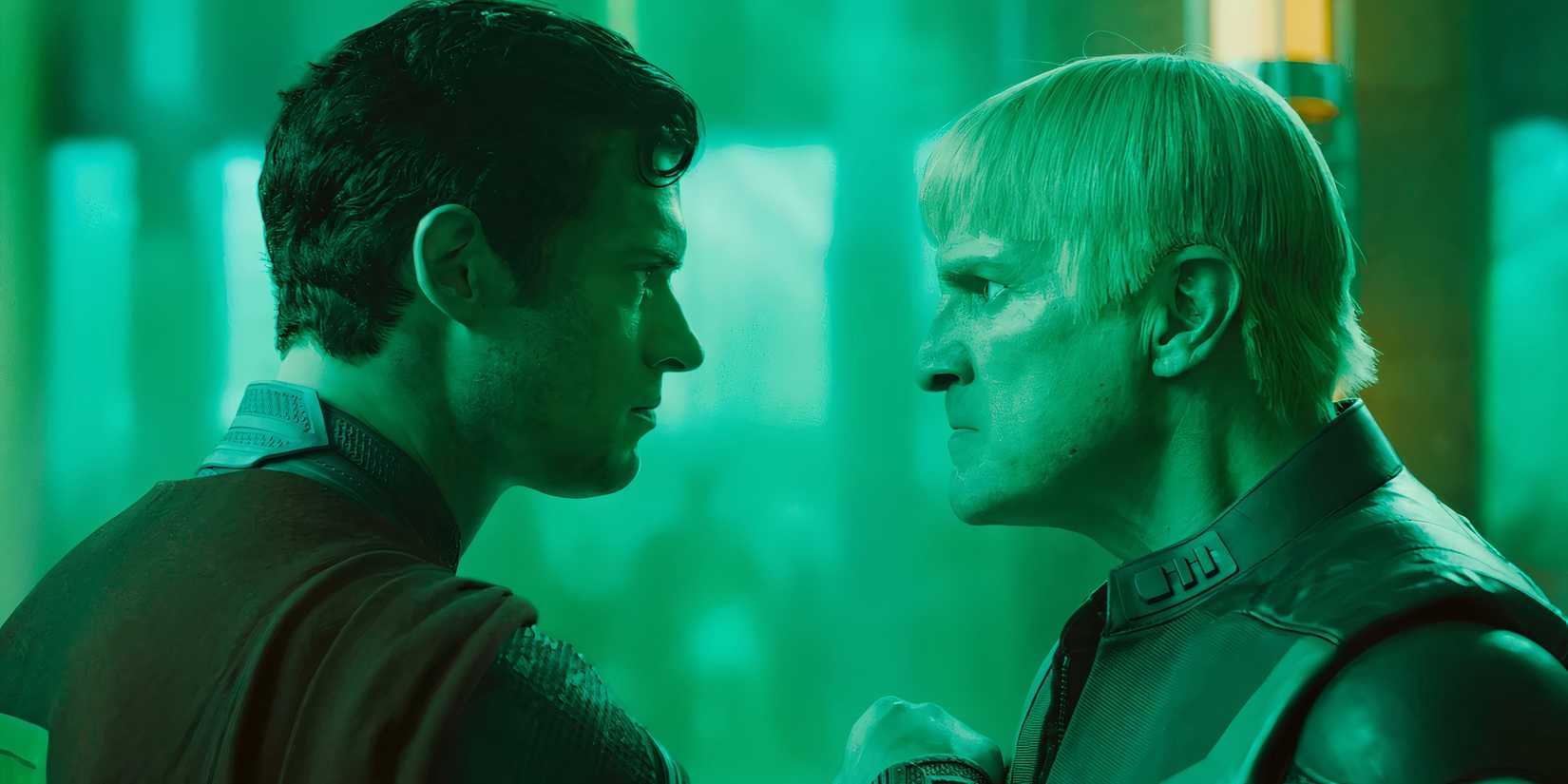 Guy Gardner Green Lantern confronting Superman in James Gunn's Superman