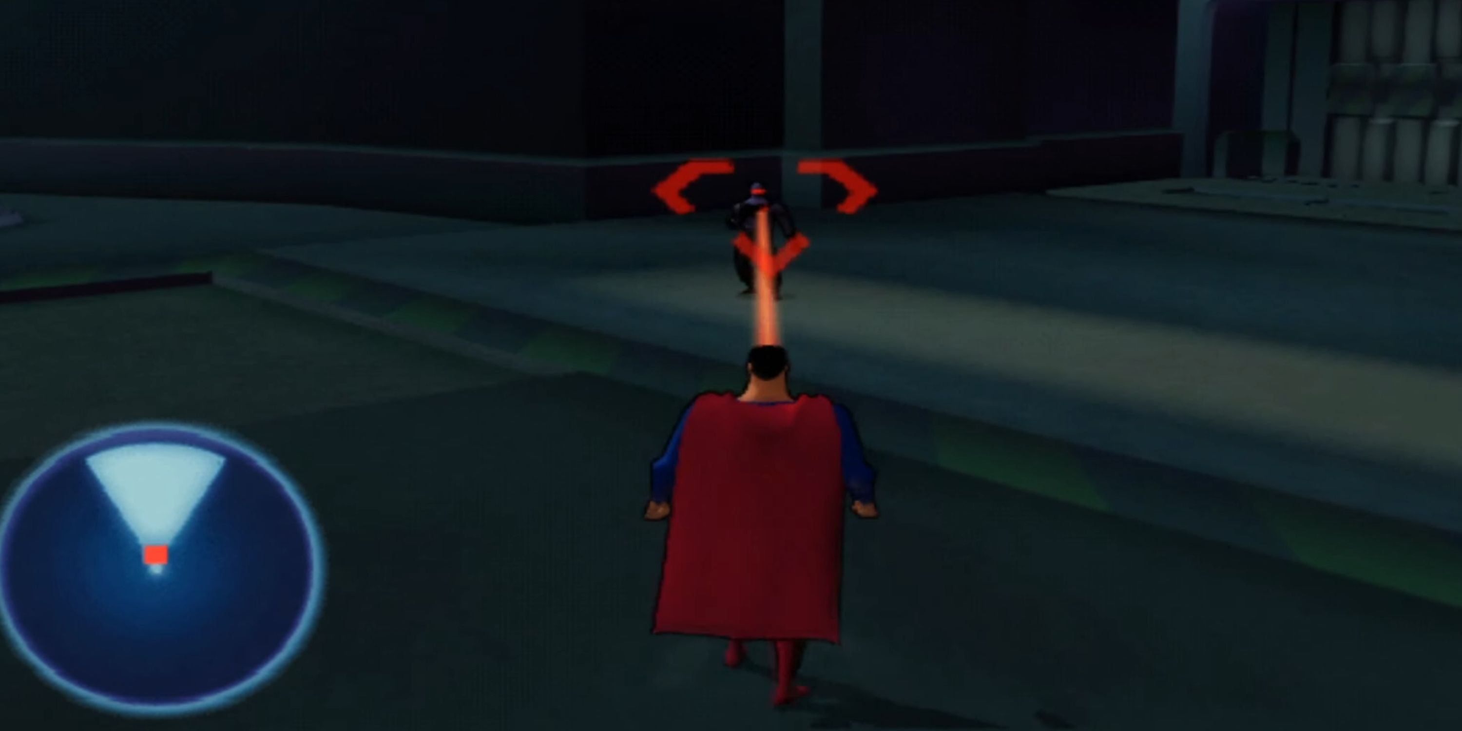 Superman using heat vision in Superman: Shadow Of Apokolips