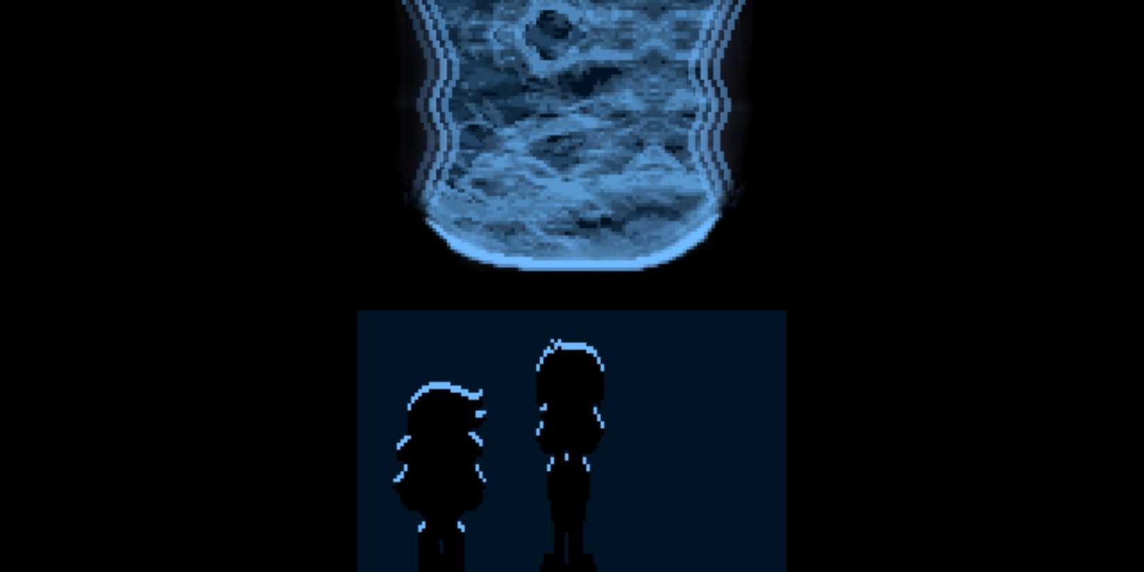 Susie and Kris in front of a Dark Fountain - Deltarune