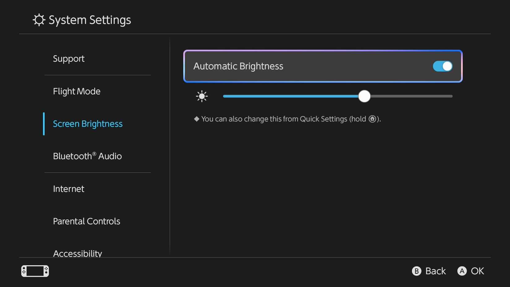 switch 2 screen brightness setting