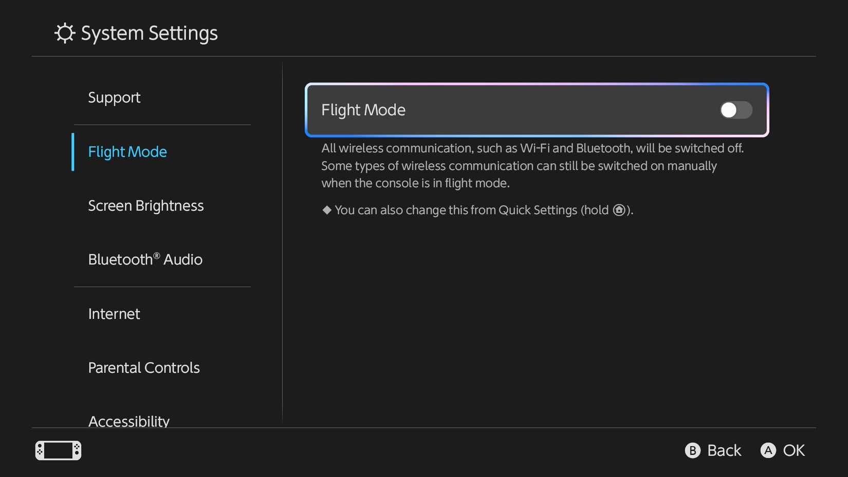 switch 2 system settings flight mode