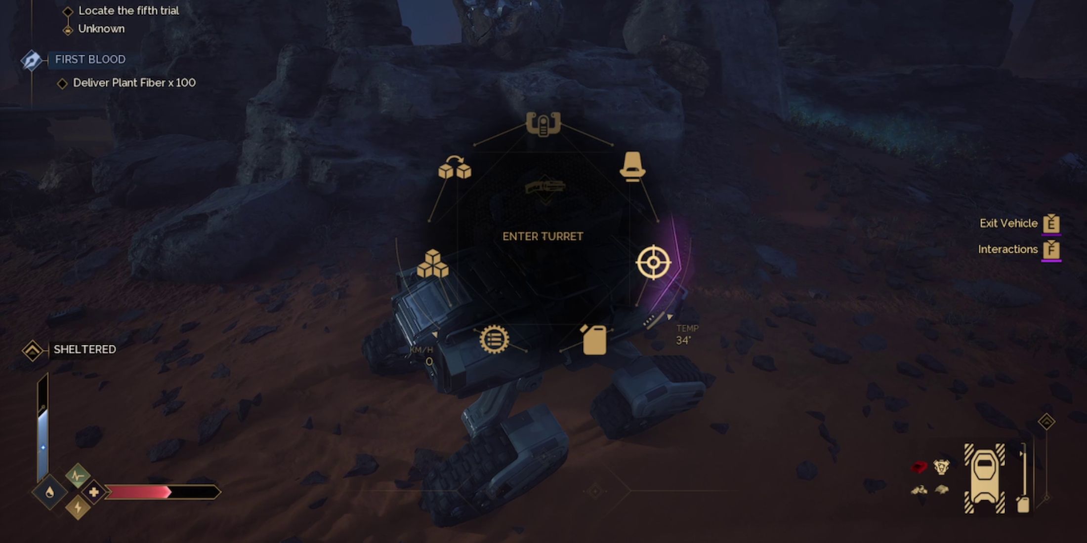 Winding in a buggy in Dune Awakening to the tower