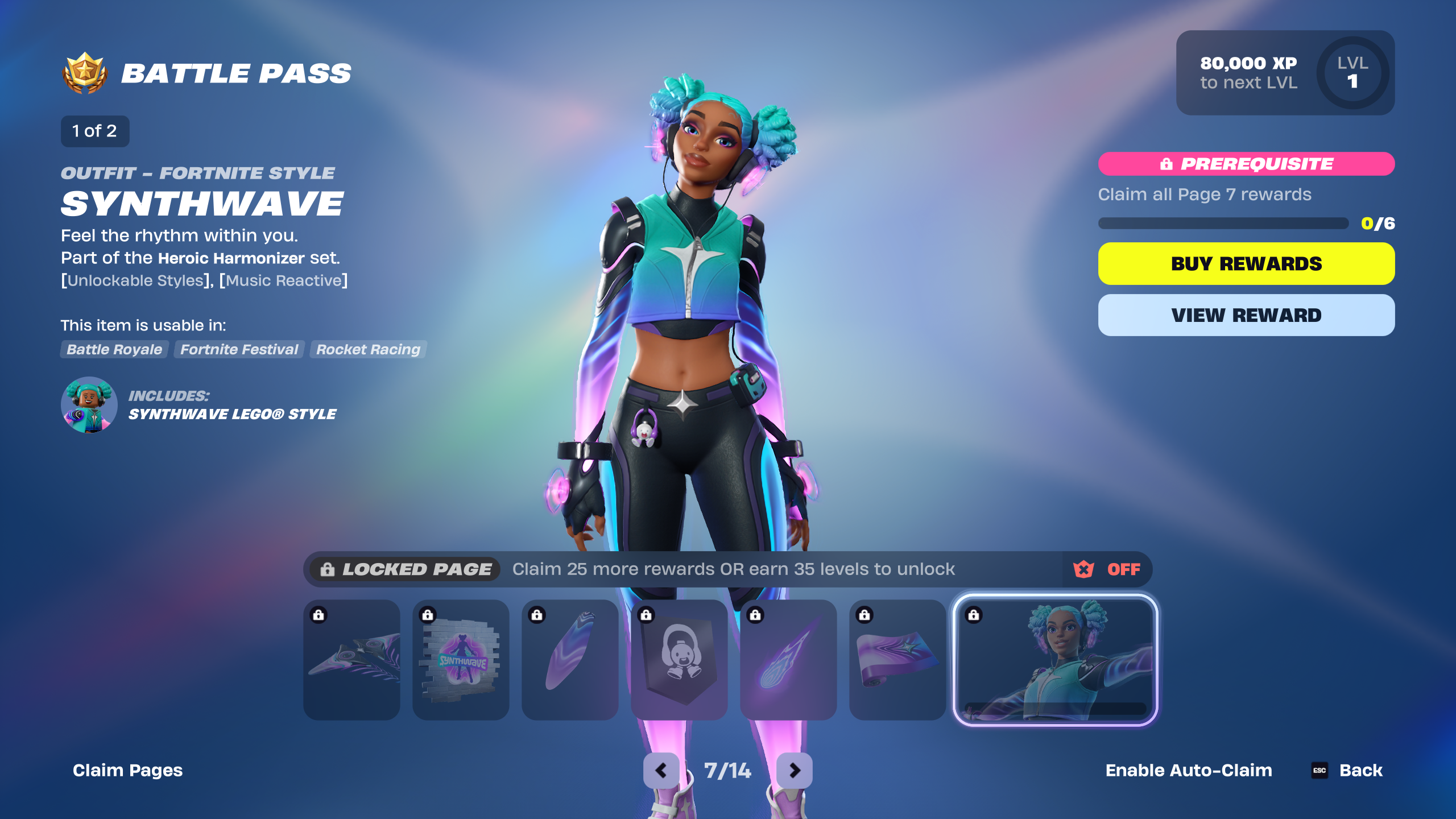 synthwave battle pass page