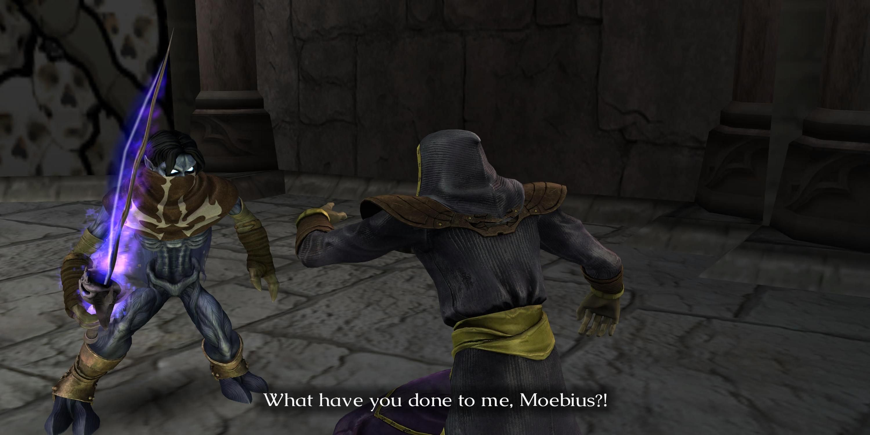 Talking to an NPC in Legacy of Kain Soul Reaver 2