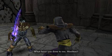 Talking to an NPC in Legacy of Kain Soul Reaver 2