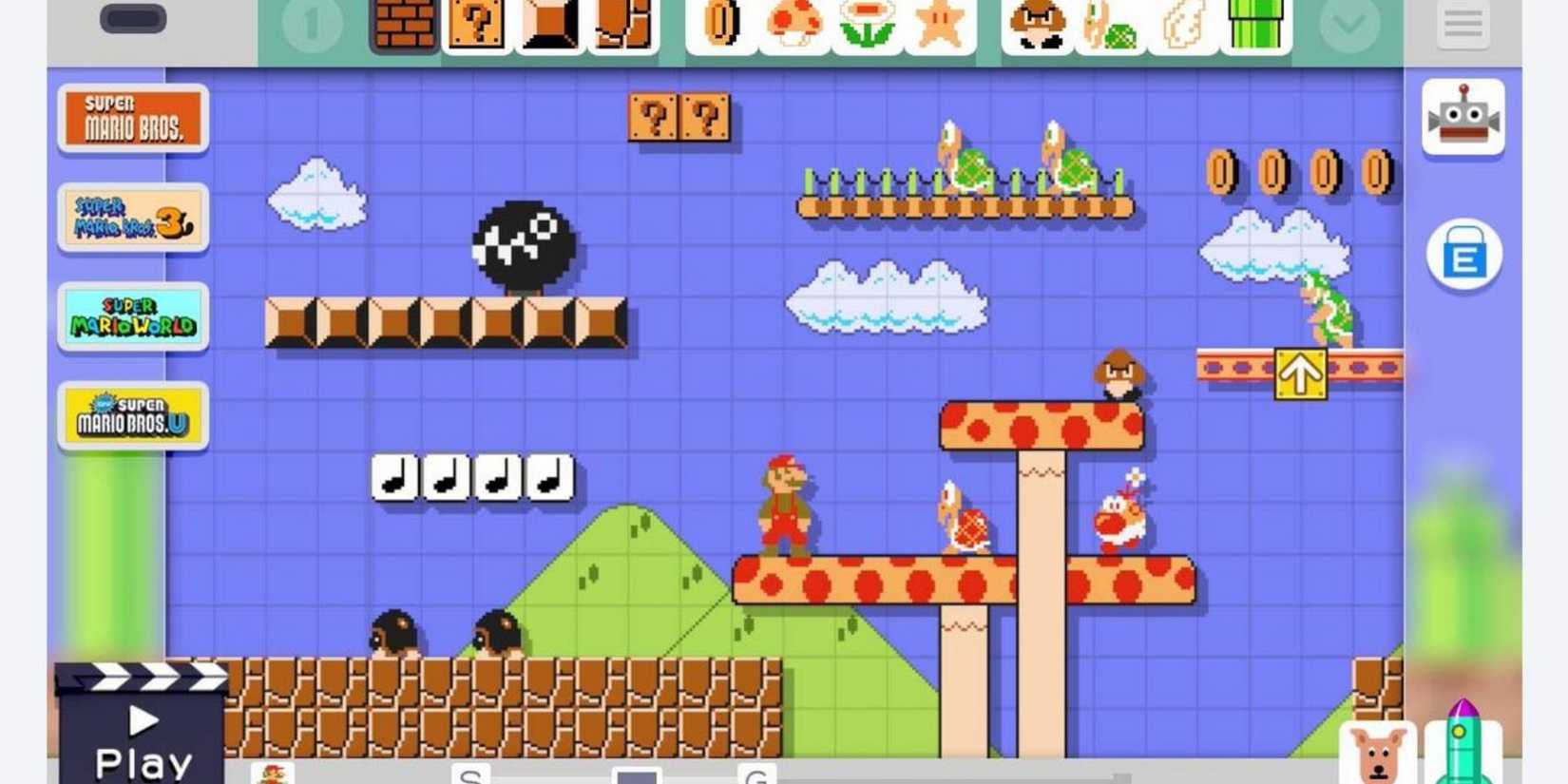 Testing a level in Super Mario Maker