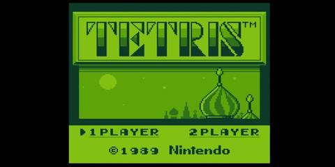 Tetris (1989) menu screen on Game Boy