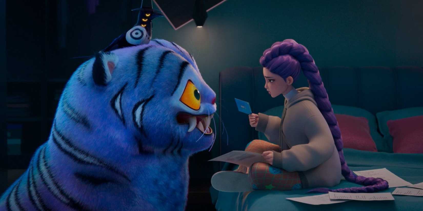 The Blue Tiger giving Rumi an invitation - KPop Demon Hunters