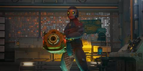 The Outer Worlds 2 Summer Game Fest 2025 Trailer Screenshot Player Character Holding Weapon BFG Doom Reference Easter Egg