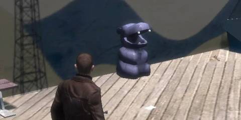 The purple hippo trash cans from Manhunt easter egg in Grand Theft Auto 4