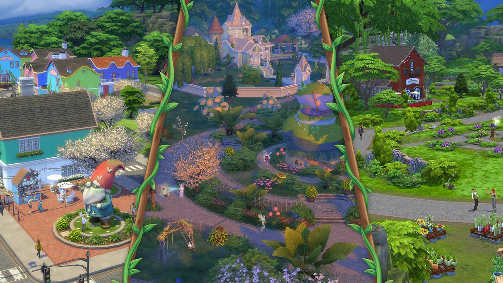 The Sims 4 Enchanted by Nature Expansion Pack 2x1 collage