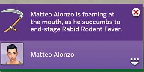 The Sims 4 rabid rodent fever death rare