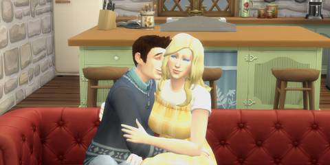 cute couple cuddling in The Sims™ 4