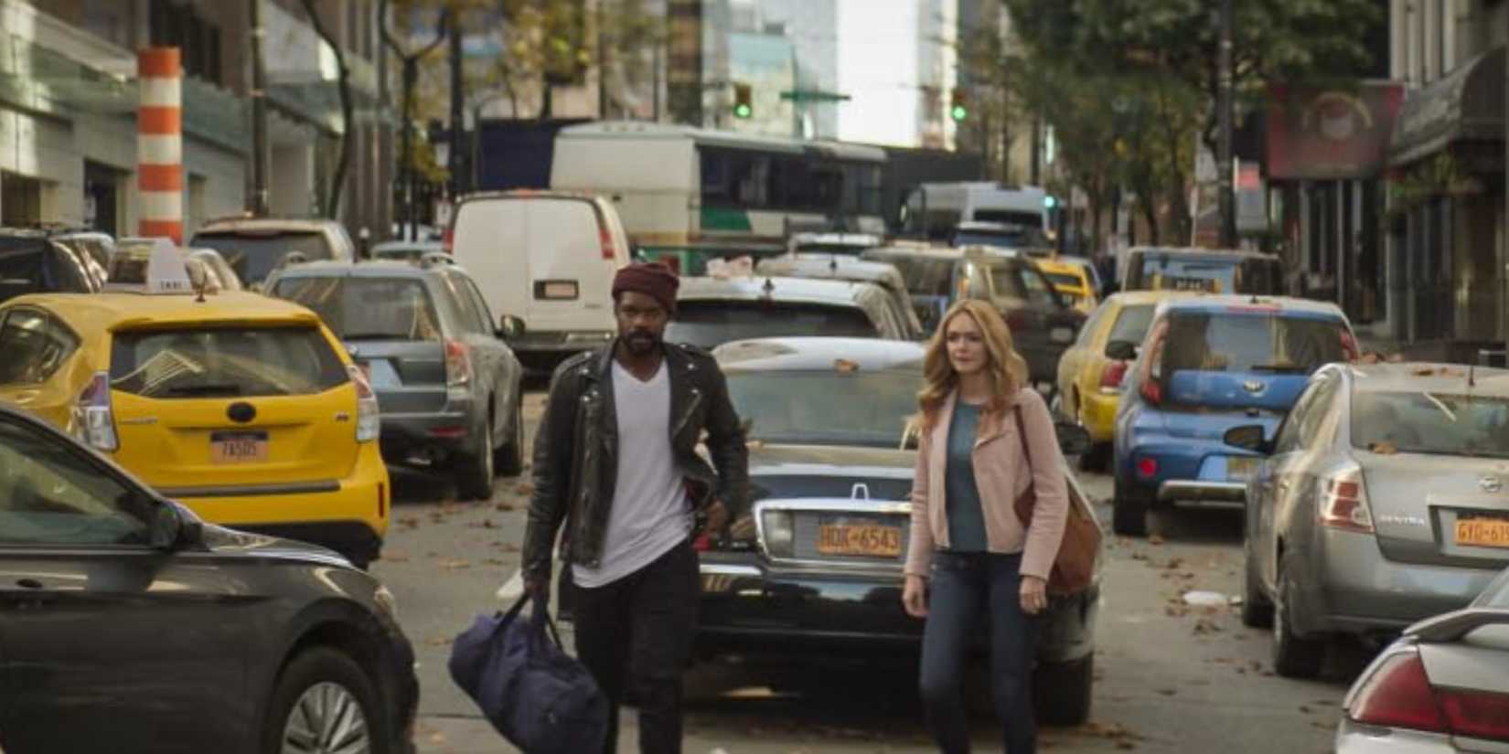 Jovan Adepo and Heather Graham in The Stand
