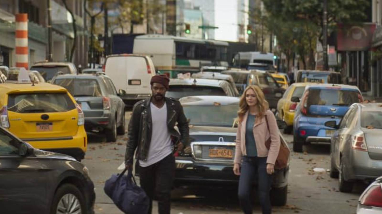 Jovan Adepo and Heather Graham in The Stand