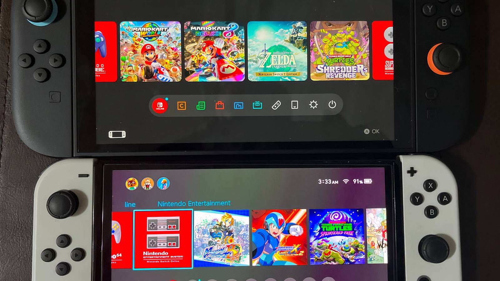 The Switch 2 compared to the Switch OLED