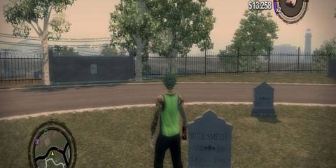 The Will Smith grave easter egg in Saints Row 2