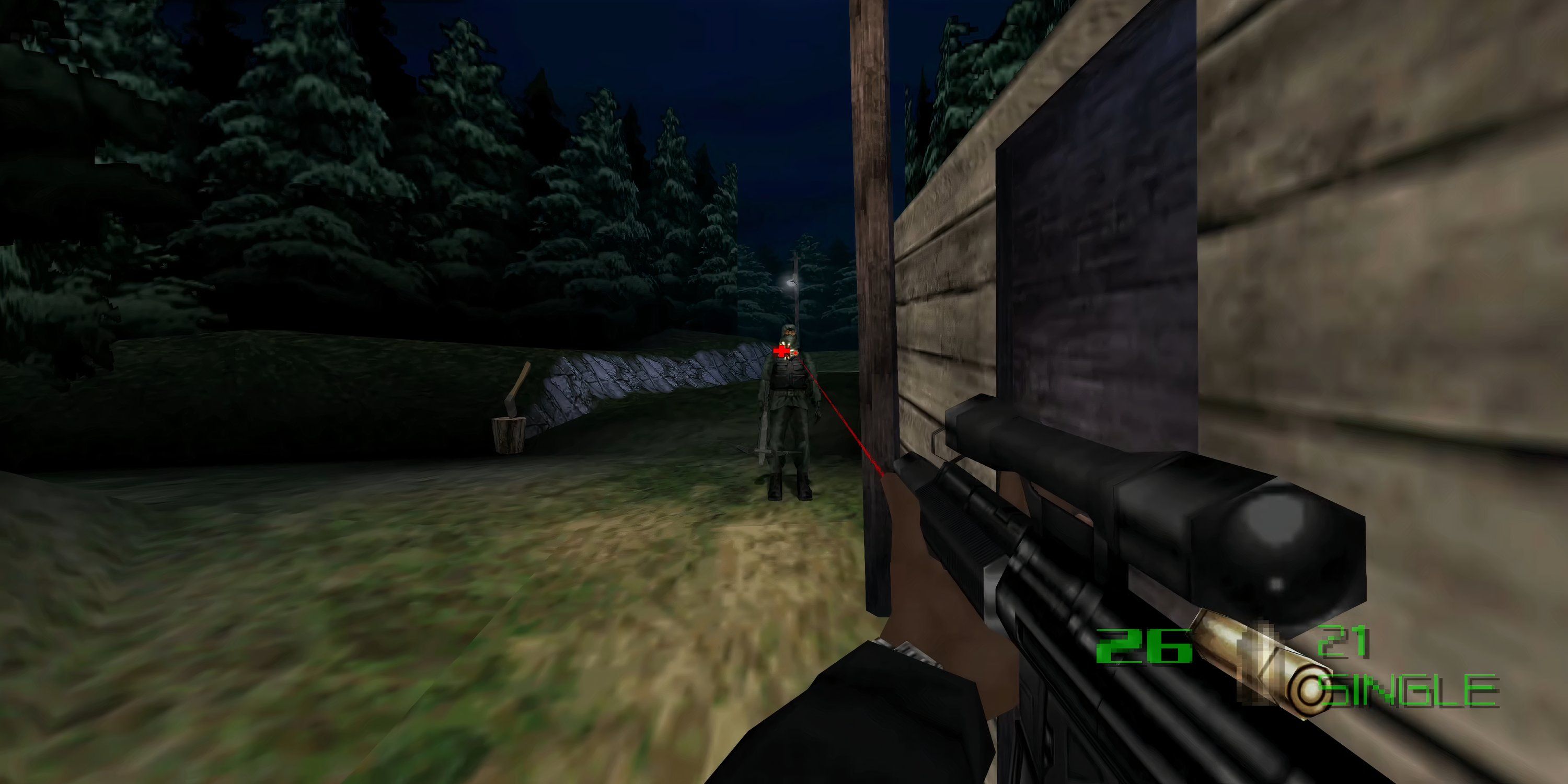 James Bond going through a forest in The World Is Not Enough