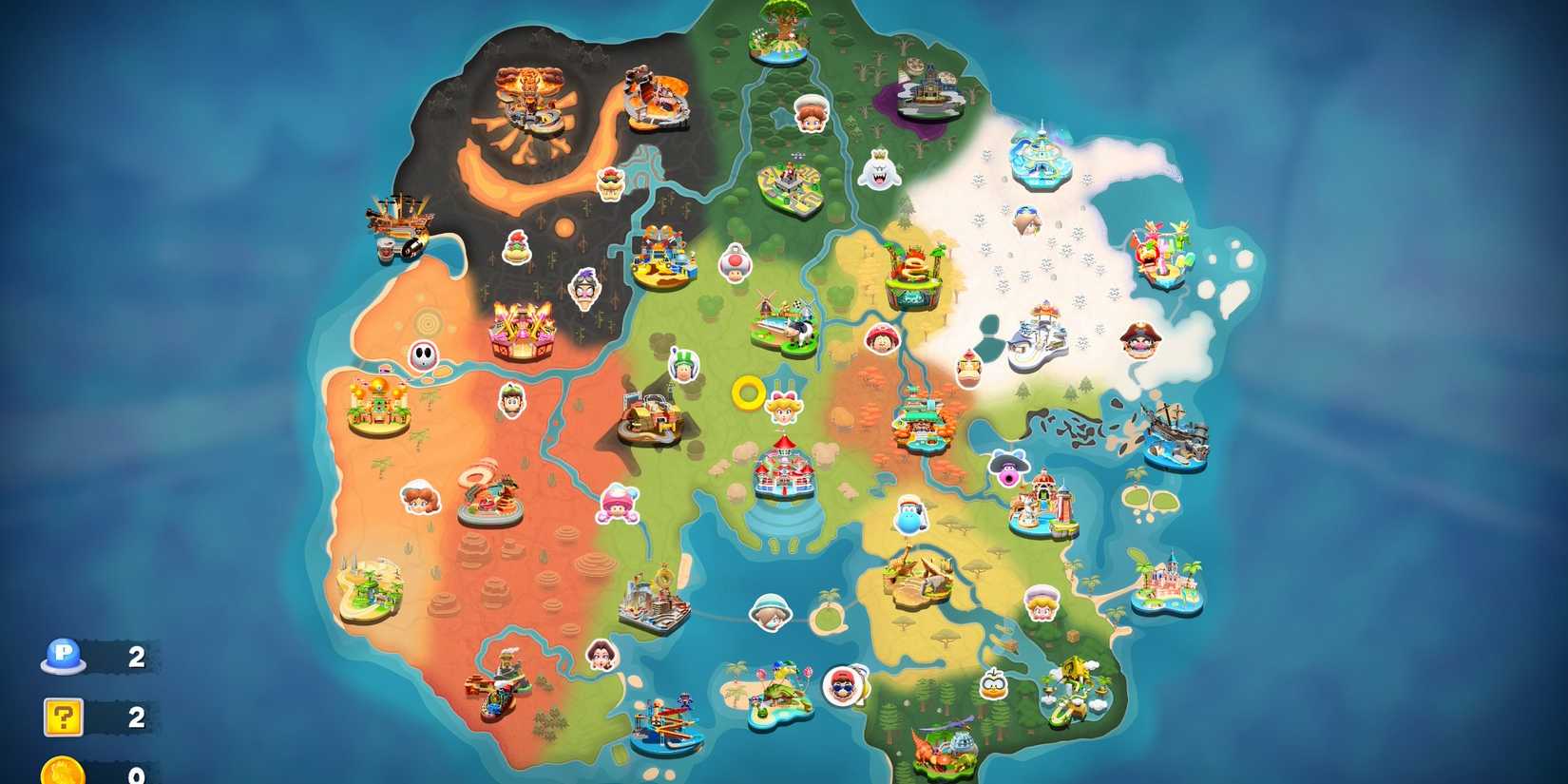 The world map in Mario Kart World