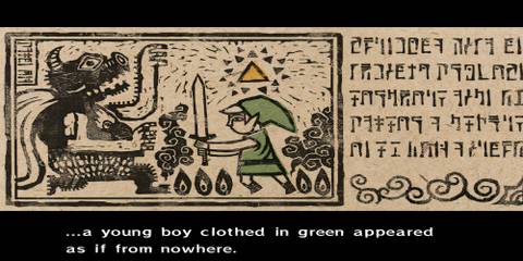 ancient text describing link's arrival