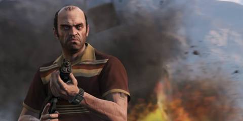 Trevor holding a shotgun in gta 5