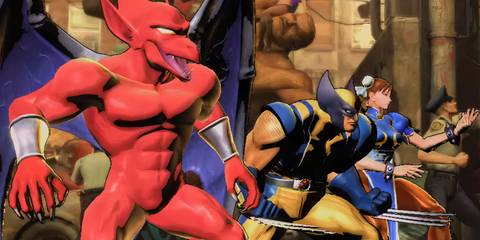 Firebrand, Wolverine, and Chun-Li as a team in Ultimate Marvel Vs. Capcom 3