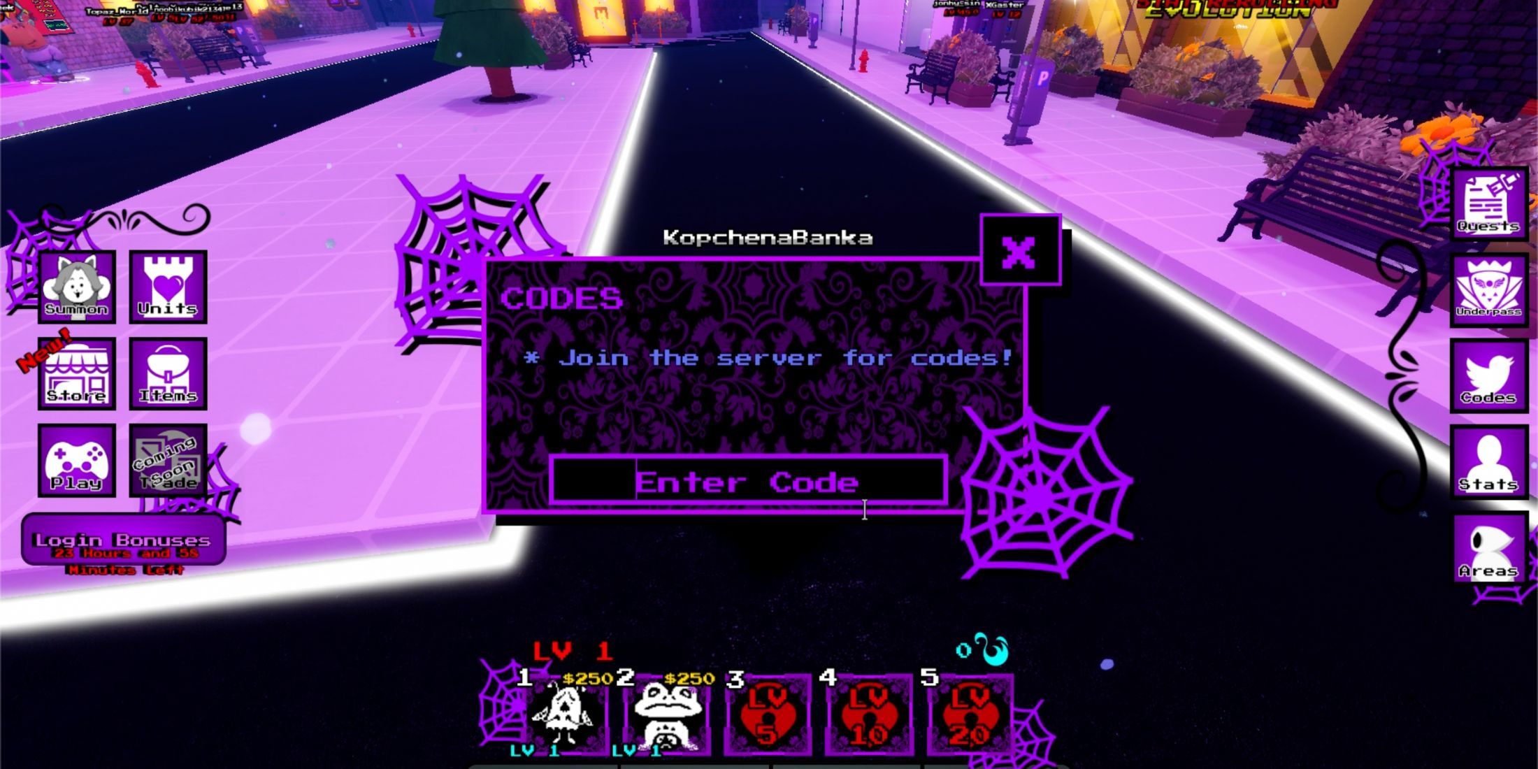 Undertale Adventures TD Code tab