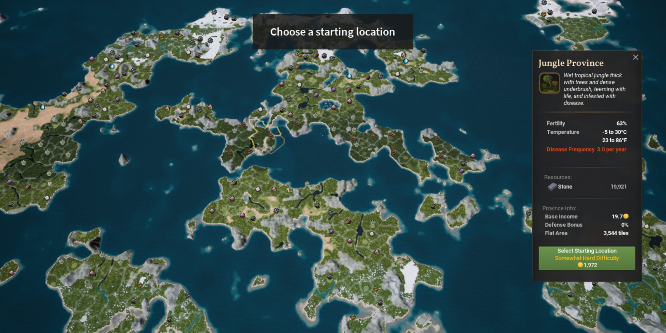 Choosing a starting location in Kingdoms Reborn