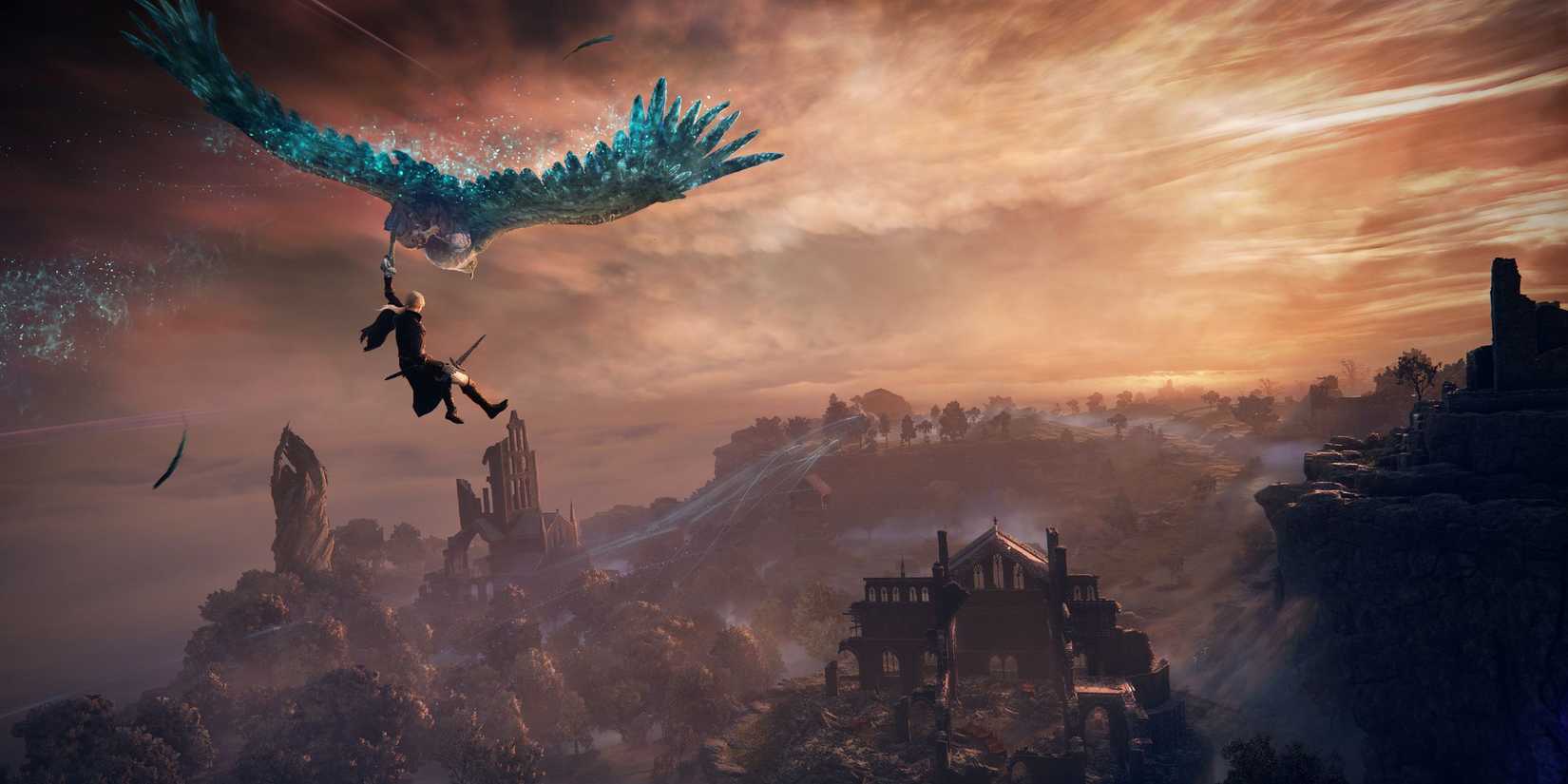 Duchess flying with a bird in Elden Ring Nightreign