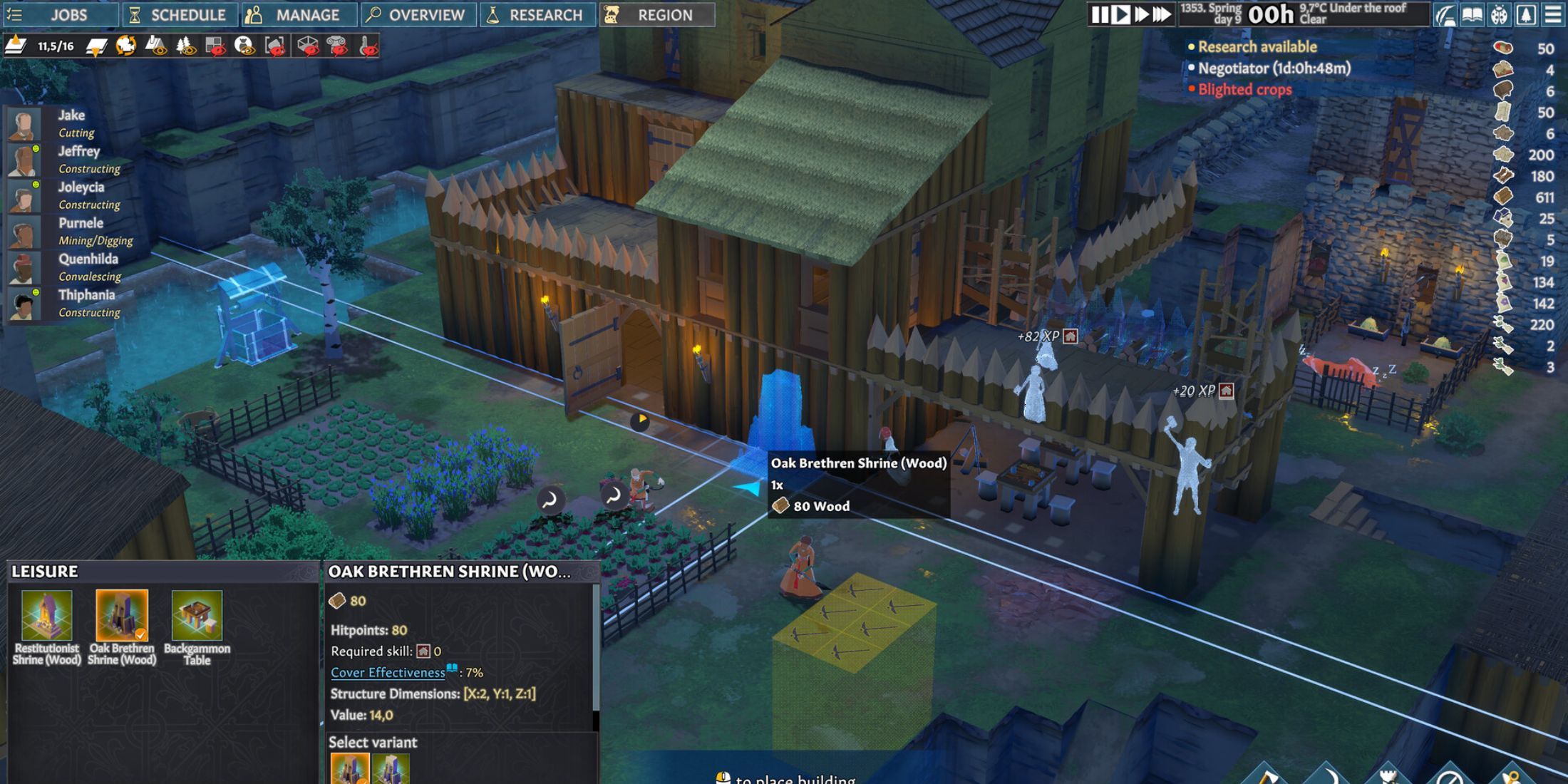 Building a shrine in Going Medieval