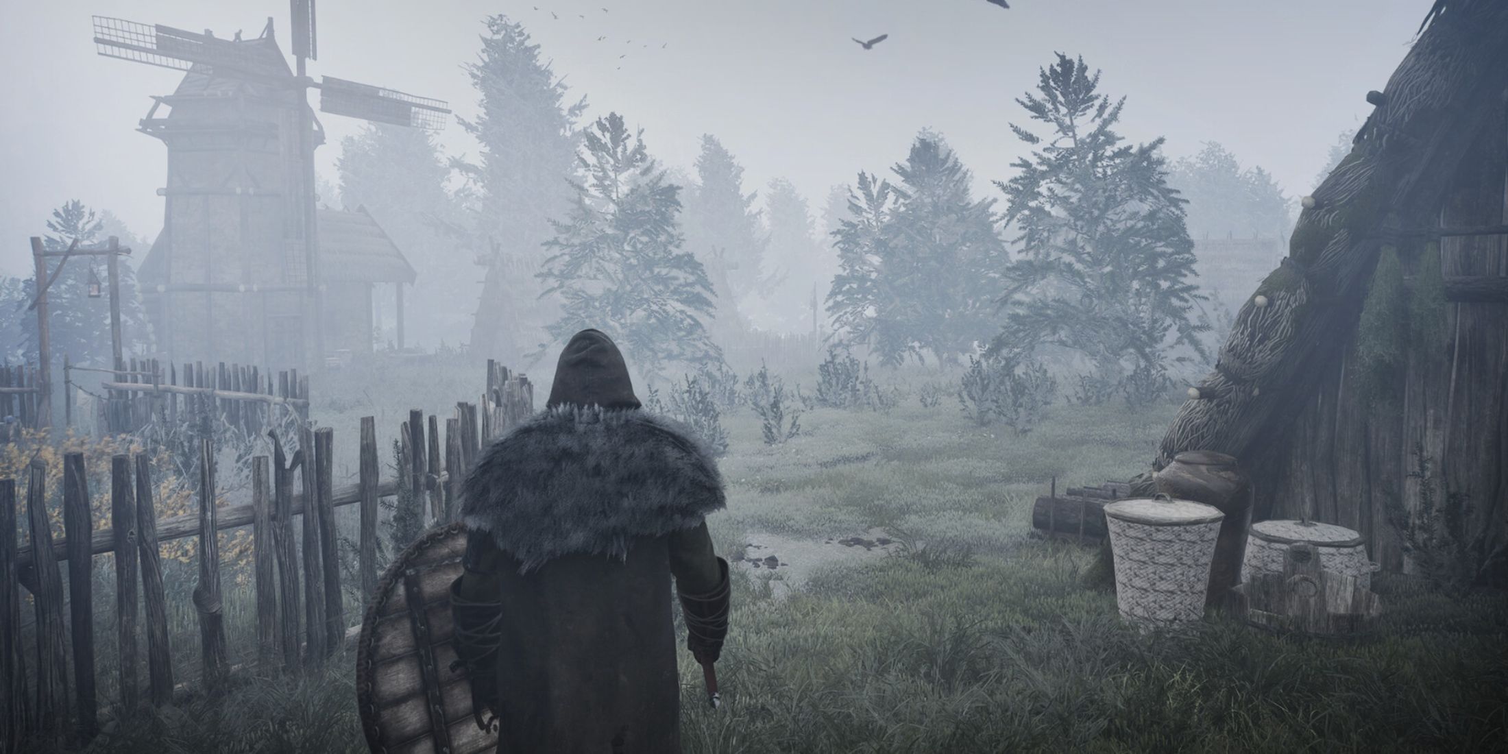 Walking through a village in Bellwright