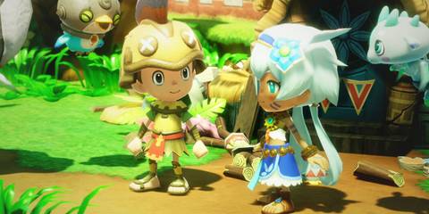 The player, Trip, Rem, and Lil G in Fantasy Life I: The Girl Who Steals Time