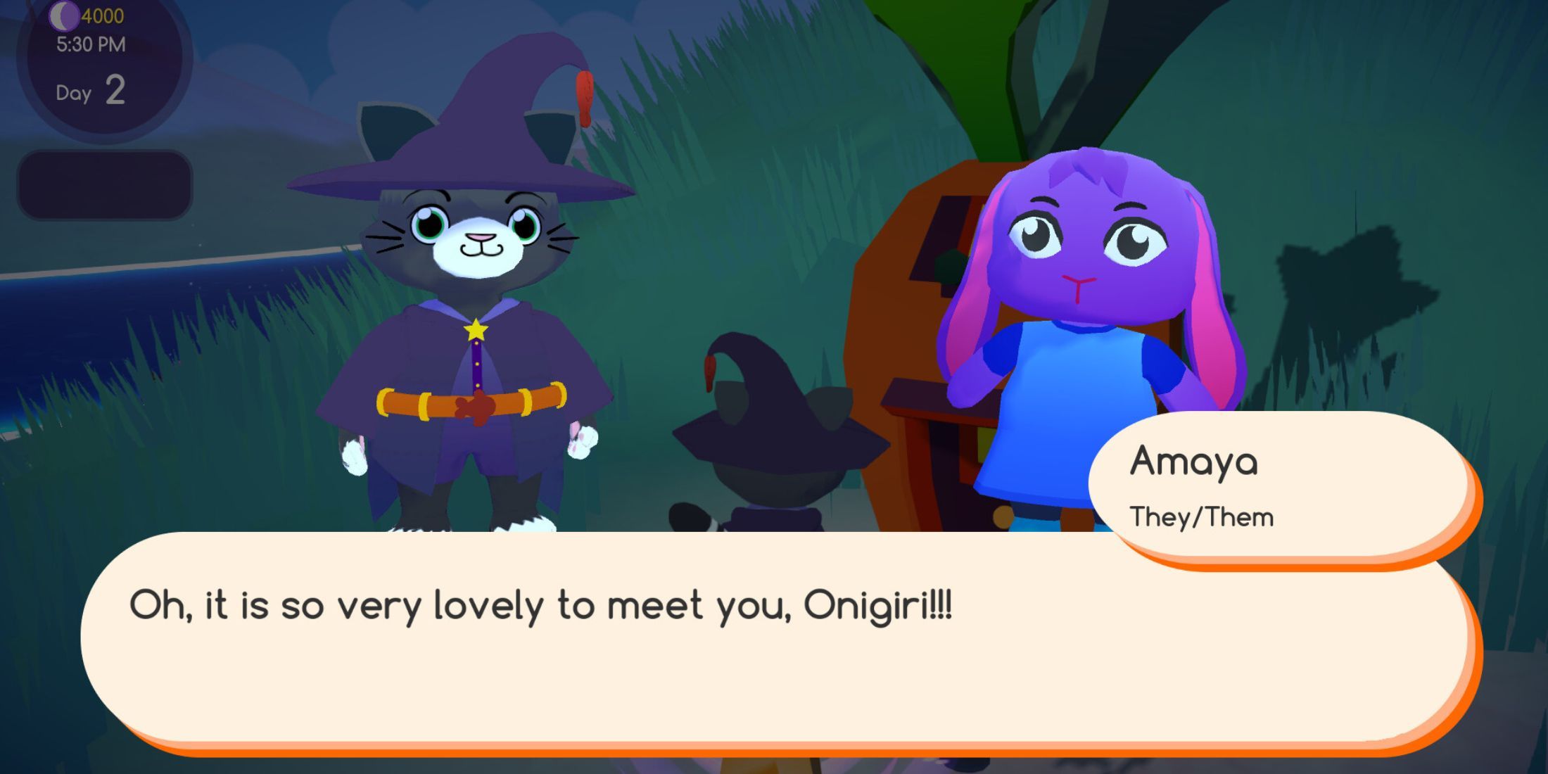 Amaya greeting Onigiri in Flying Neko Delivery