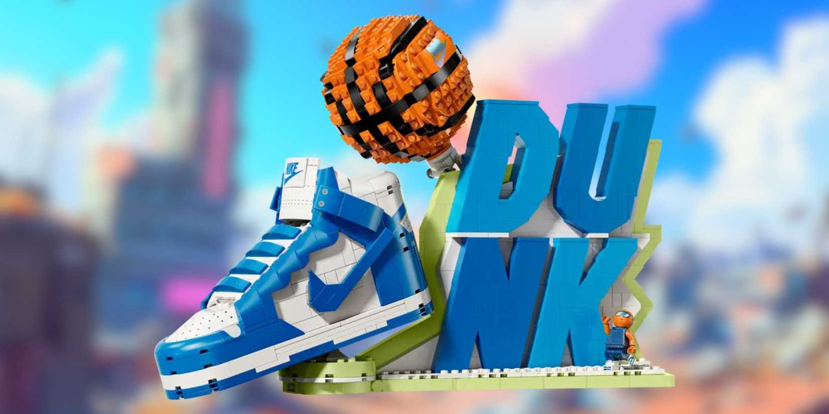 Image of the Nike Dunk on a cartoon background