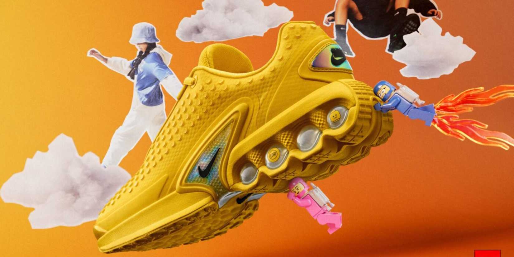 Image of the LEGO Air MAx DN on a yellow-orange background.