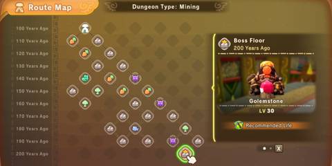 The Route Map for the Treasure Grove in Fantasy Life I: The Girl Who Steals Time