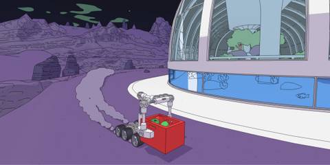 Carrying a red box of items in Mars First Logistics