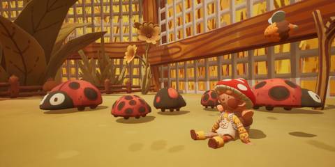 A player sitting with ladybugs in Mail Time