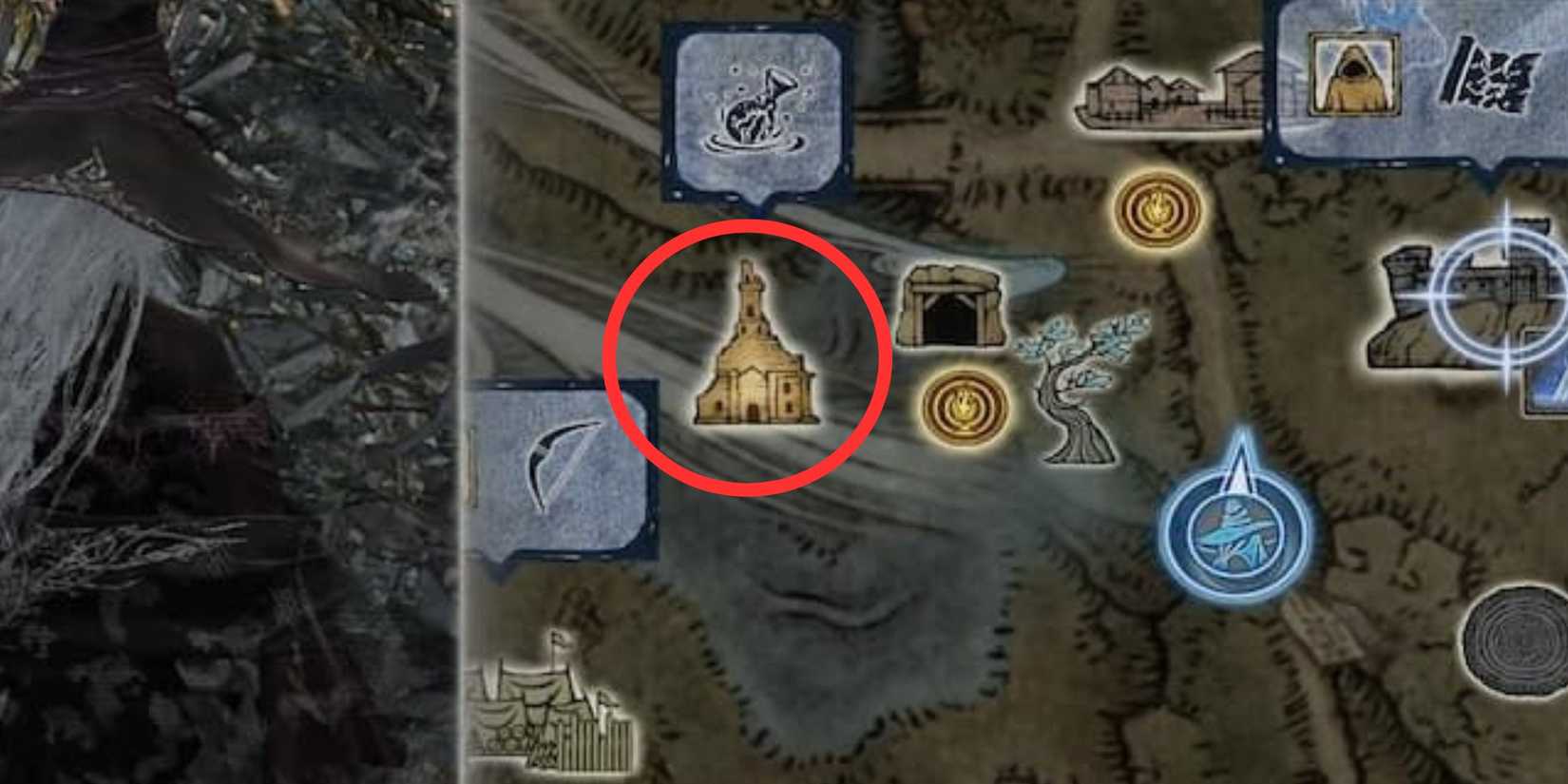 Church location on the map in Elden Ring Nightreign