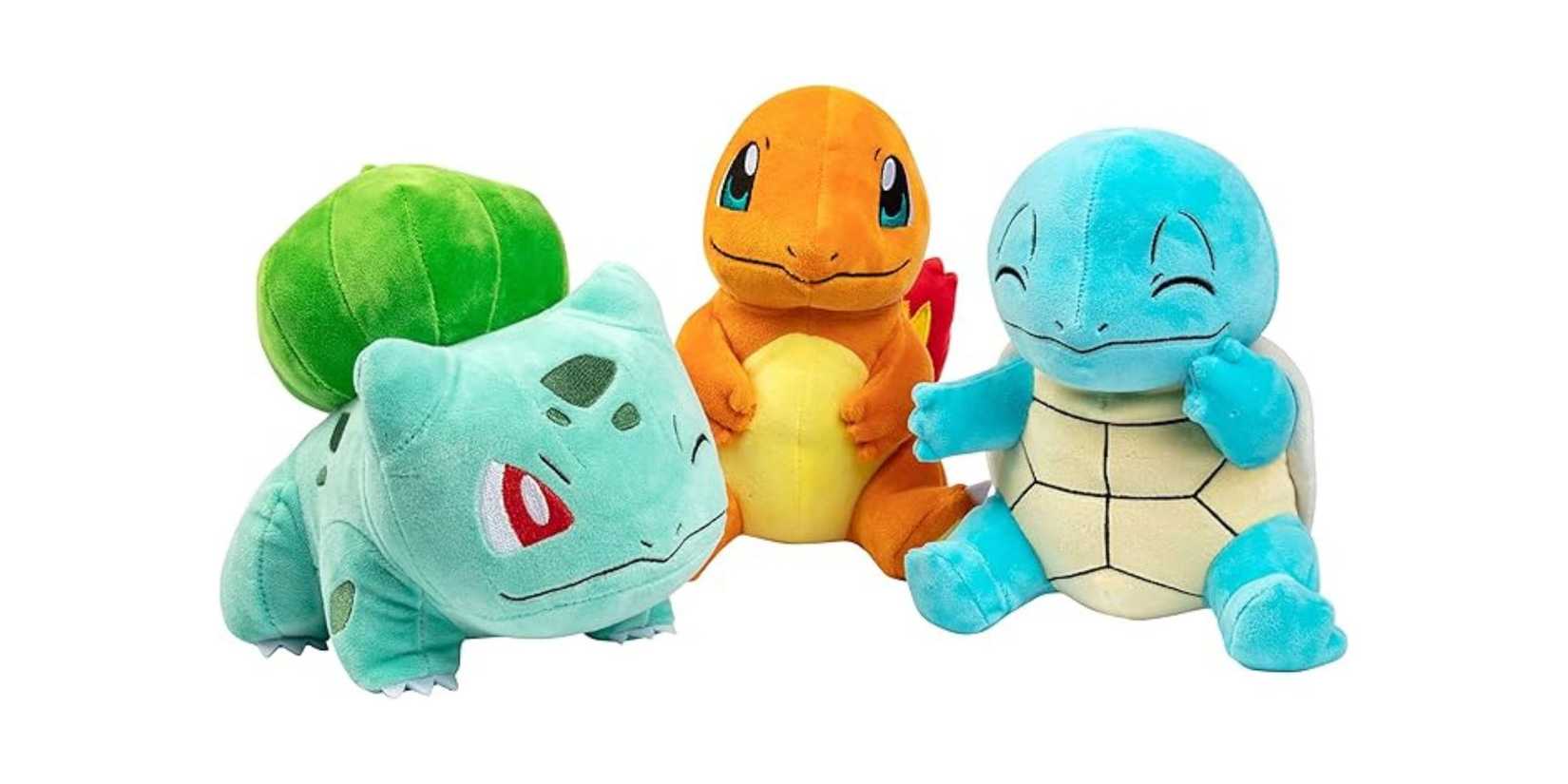 Image of Charmander, Squirtle, Bulbasaur on a white background.