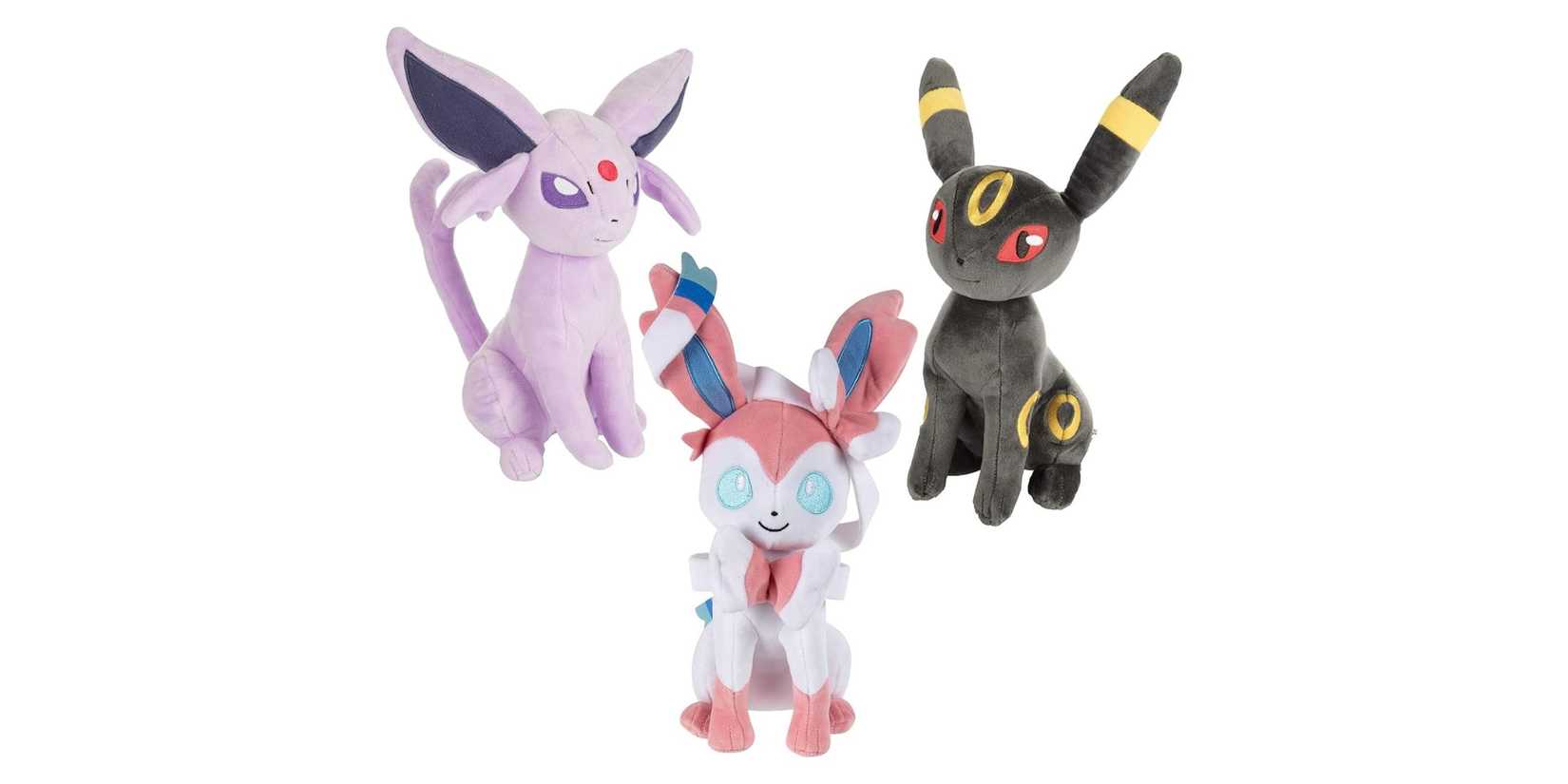 Image of Sylveon, Espeon & Umbreon on a white background.